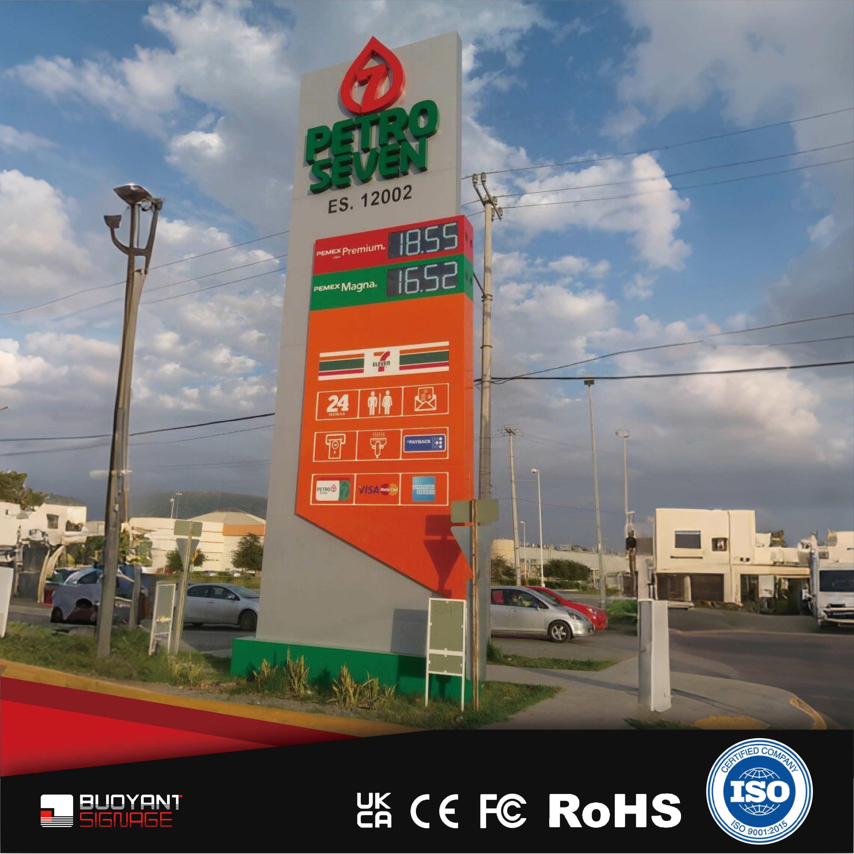 Rainproof Pylon Signs for SEA Gas Statio