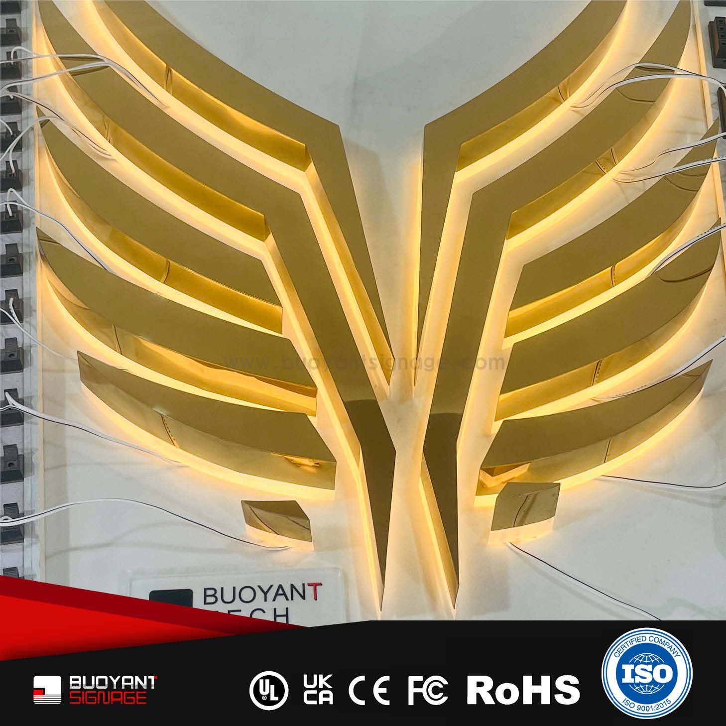 Professional Custom Gold Wing Shape LED 