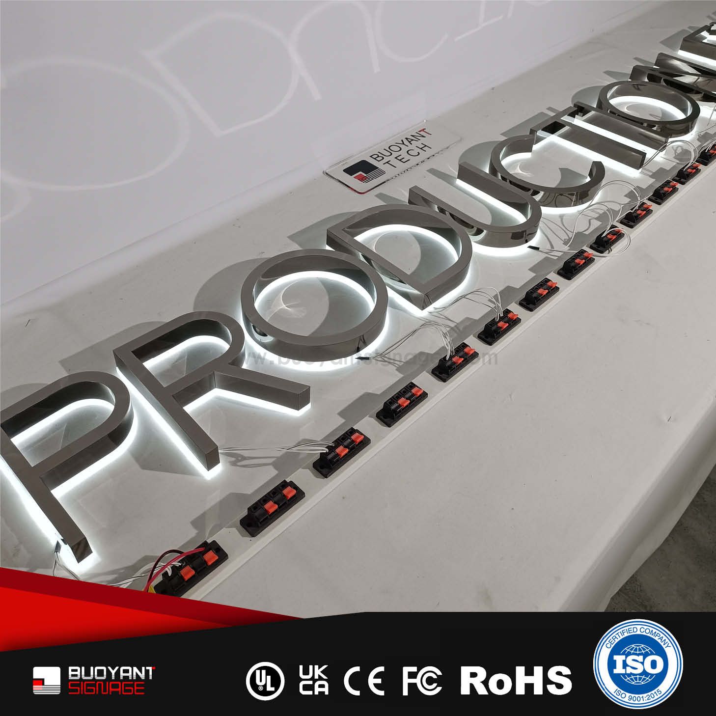 Professional Custom Mirror Texture LED Backlit Signs for Enterprise Brand Identity（(A3DIS-B21silver）