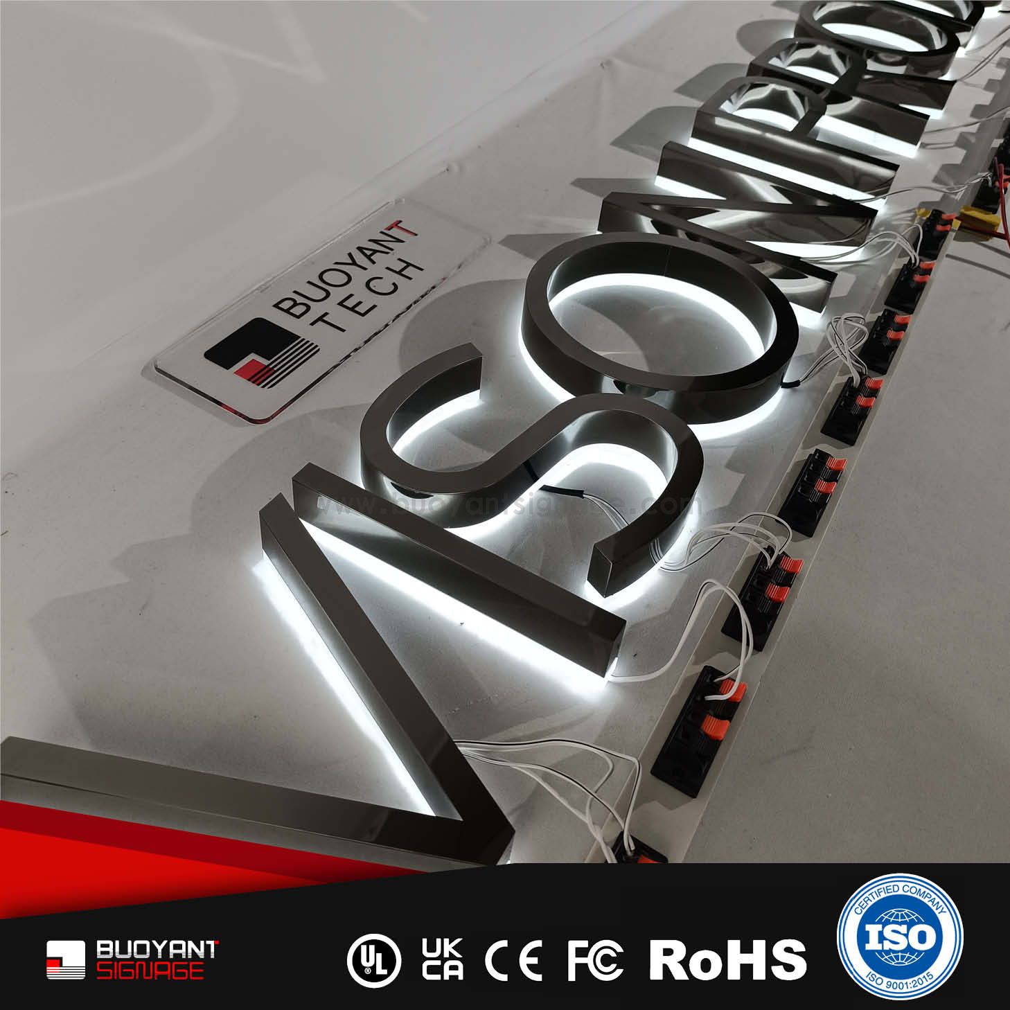 High-End Mirror LED Backlit Signs for Enterprise Brand Identity Upgrade（(A3DIS-B25silver））