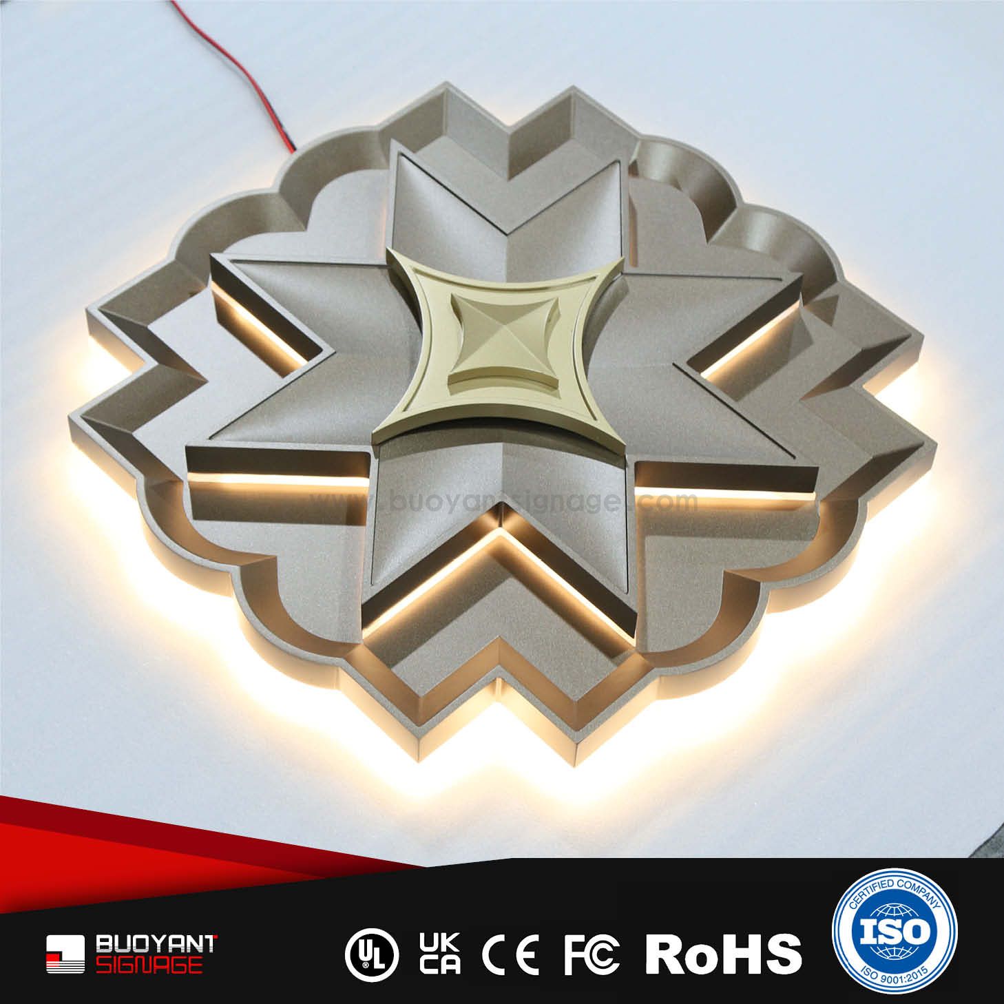 Professional Custom Irregular Shape LED Backlit Signs for Brand Logo Display（(A3DIS-B47gold））