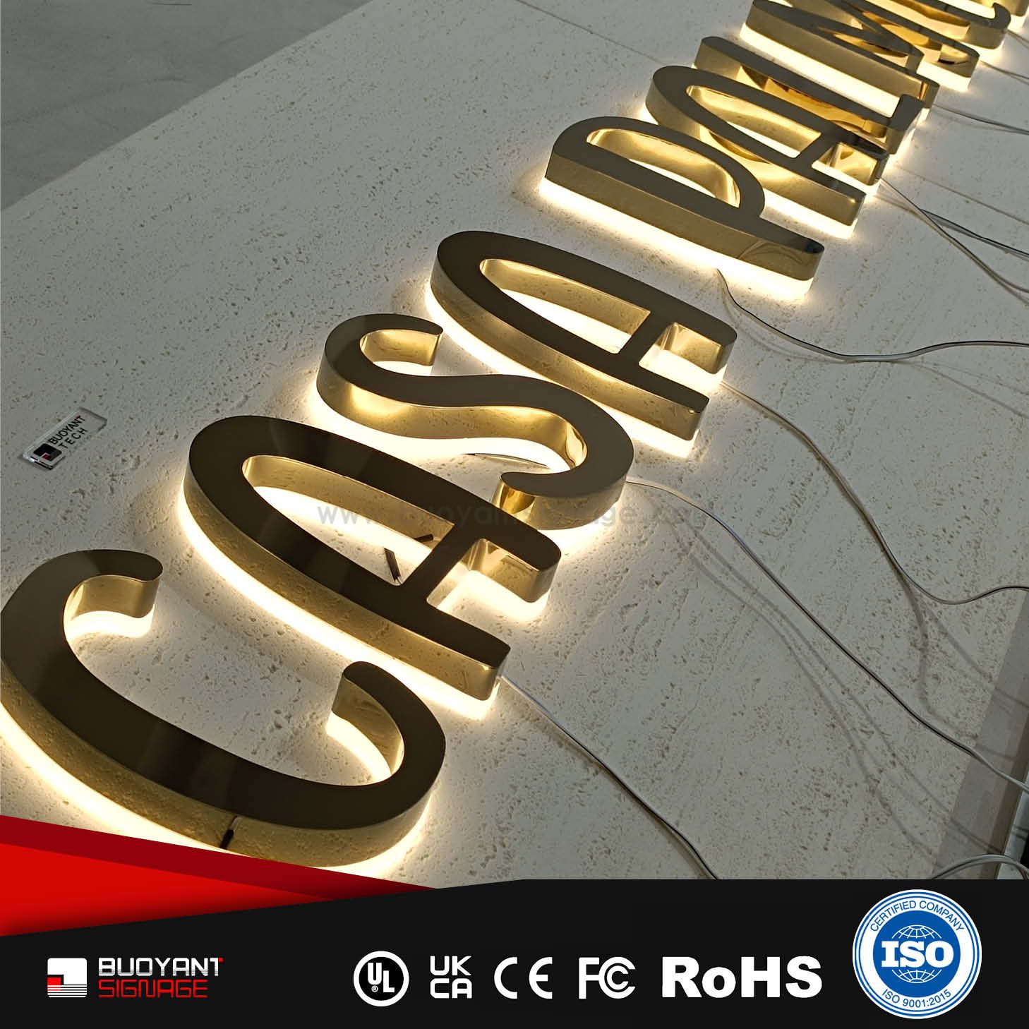 Professional Custom Gold Mirror LED Backlit Signs, Project Customized for Enterprise Brand Upgrade（(