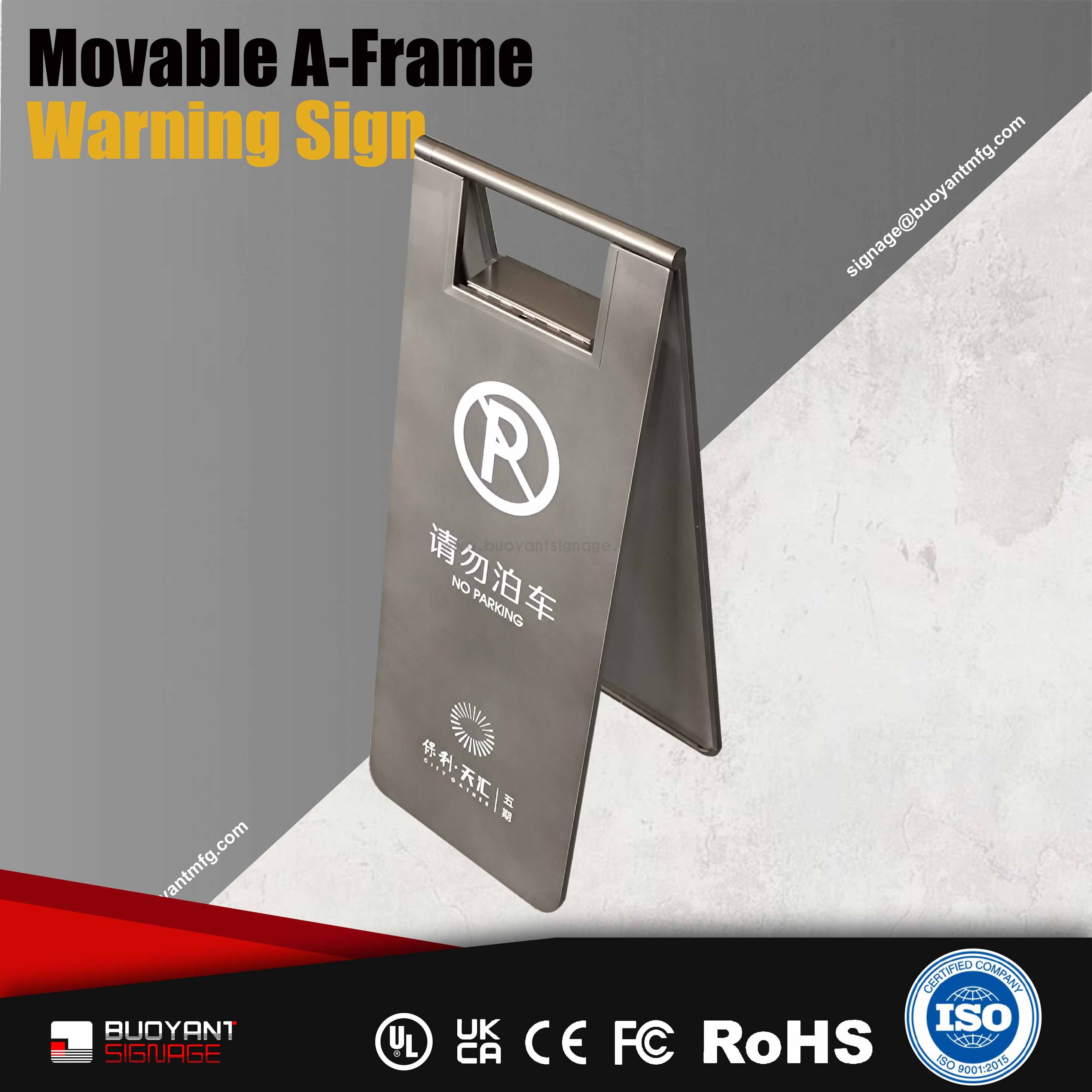 Stainless Steel Movable A-Frame Warning