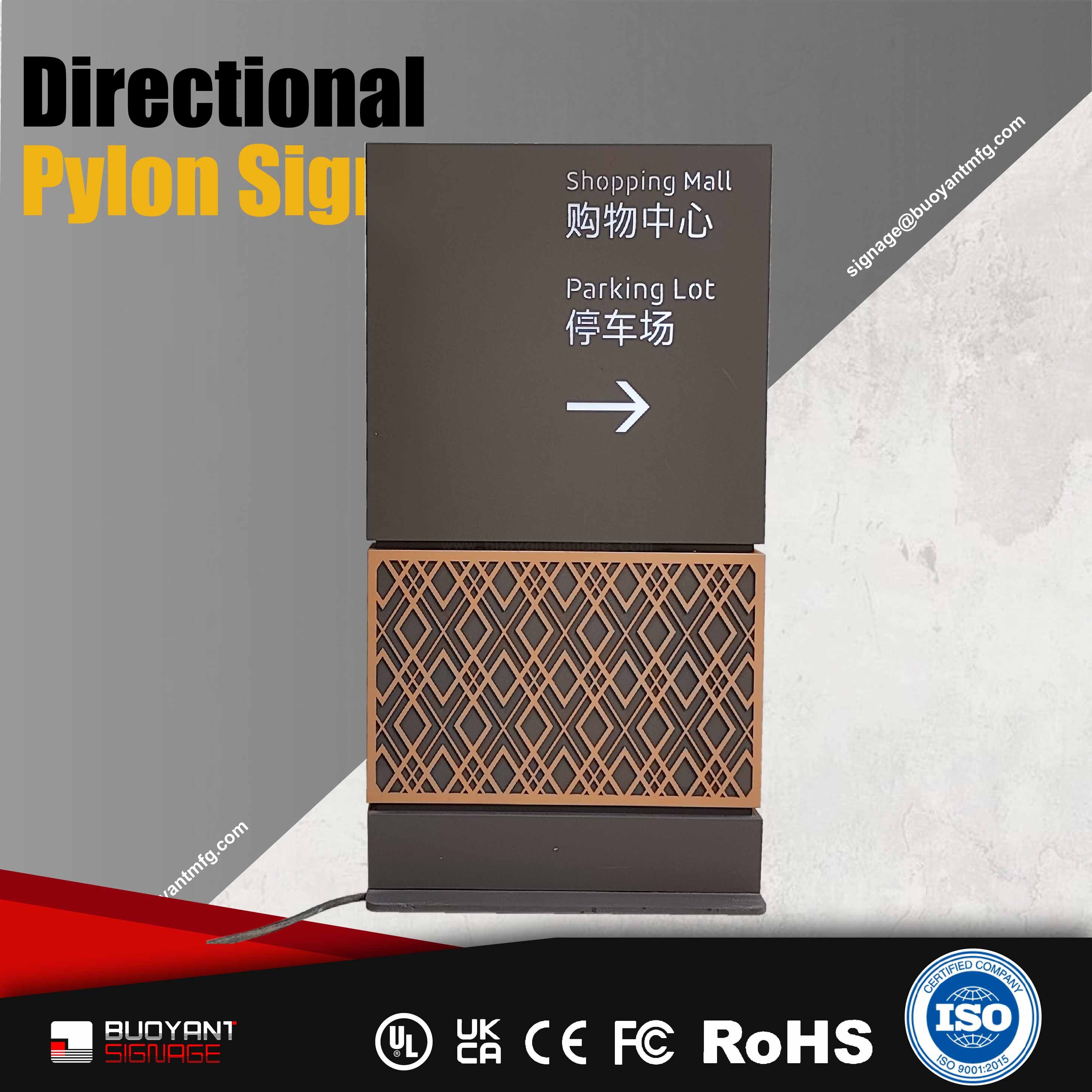 Grid Texture Directional Pylon Sign for
