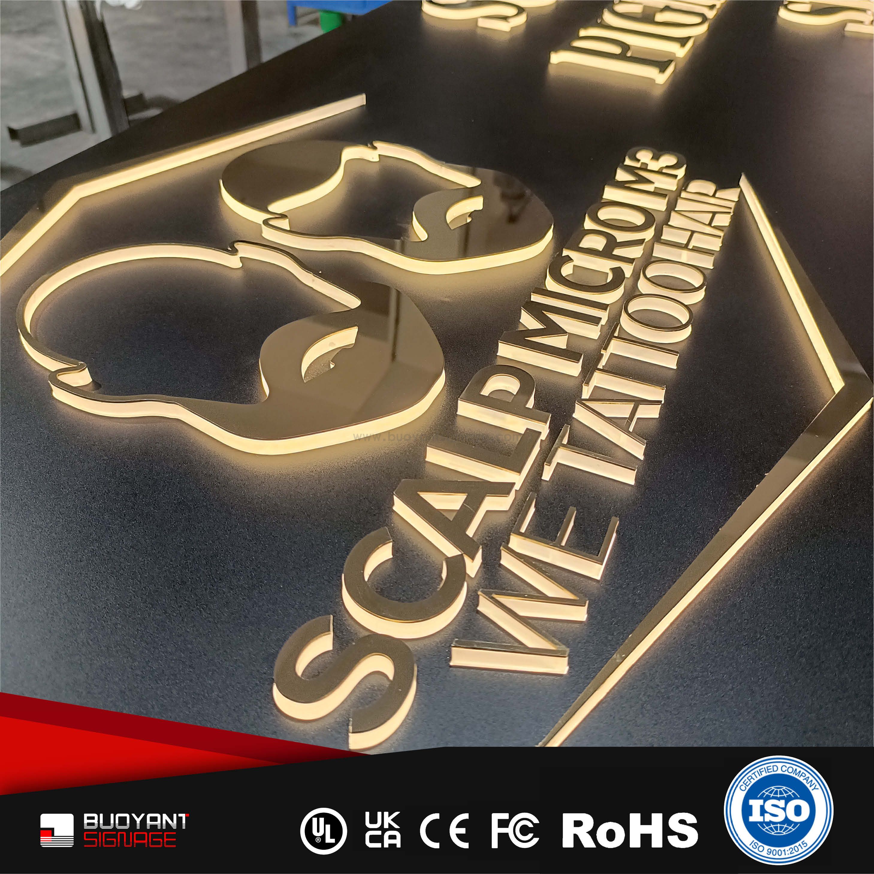 Professional Custom LED Backlit Signs with Backboard for Enterprise Brand Upgrade（(A3DISB-B20black））
