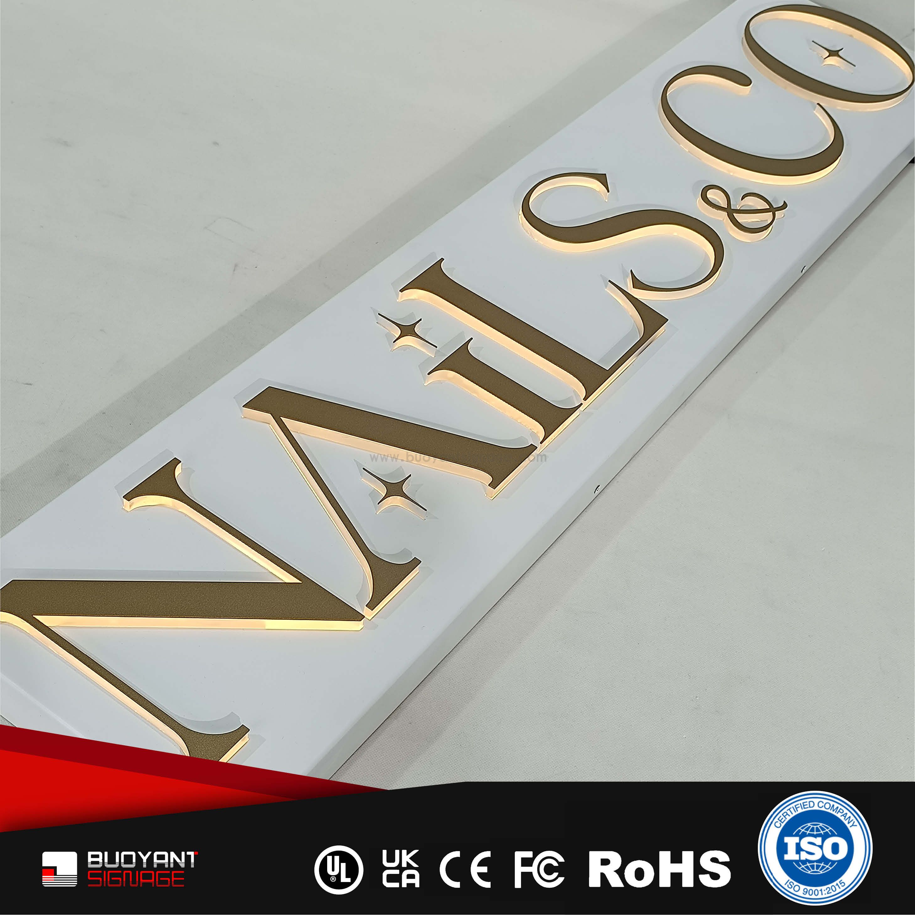 Professional Custom High-End Metal LED Backlit Signs with Backboard for Enterprise Brand Upgrade（(A3