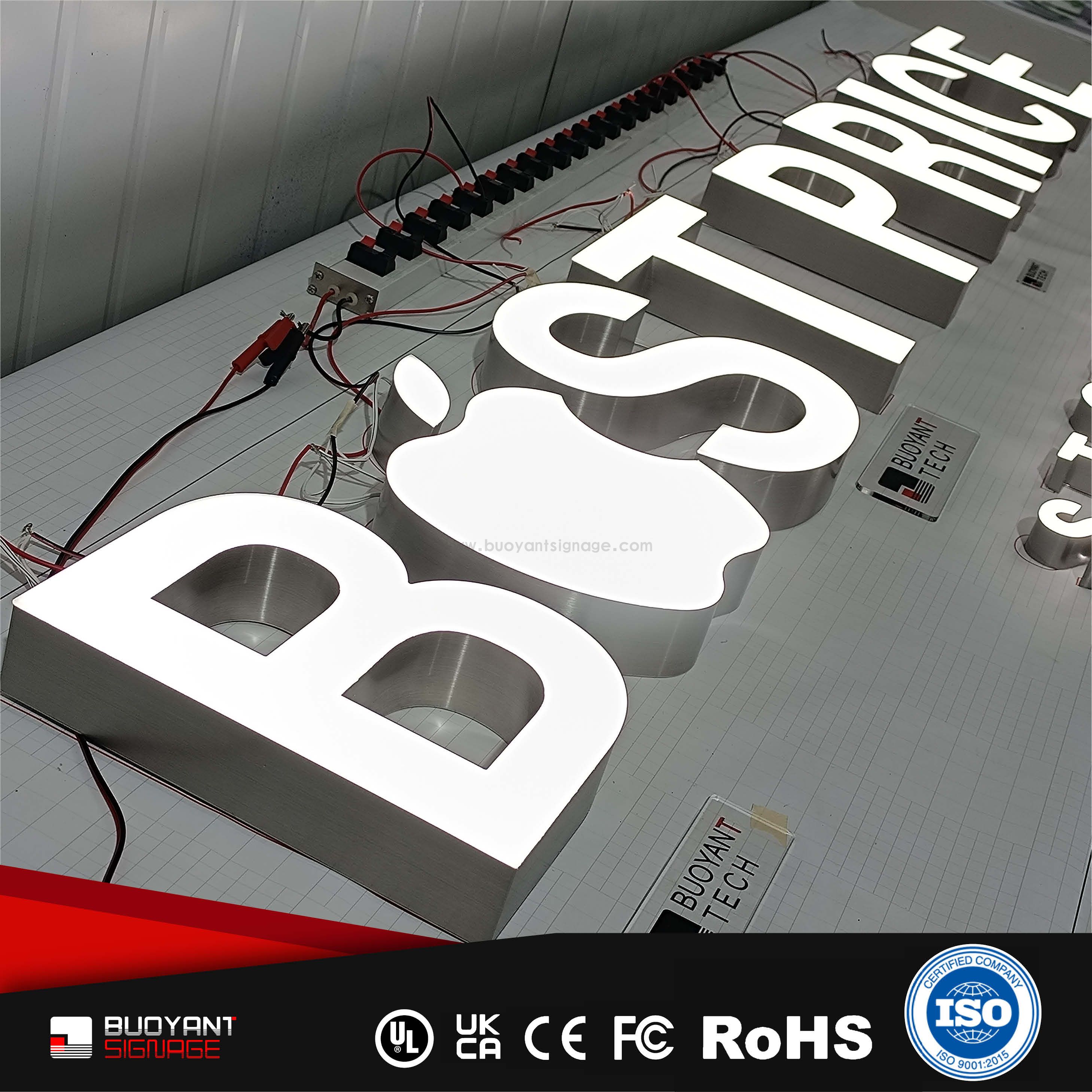 Professional Custom Metal Texture Sign LED Face Trim Cap Signs for Enterprise Brand Upgrade（（A3DIS-F