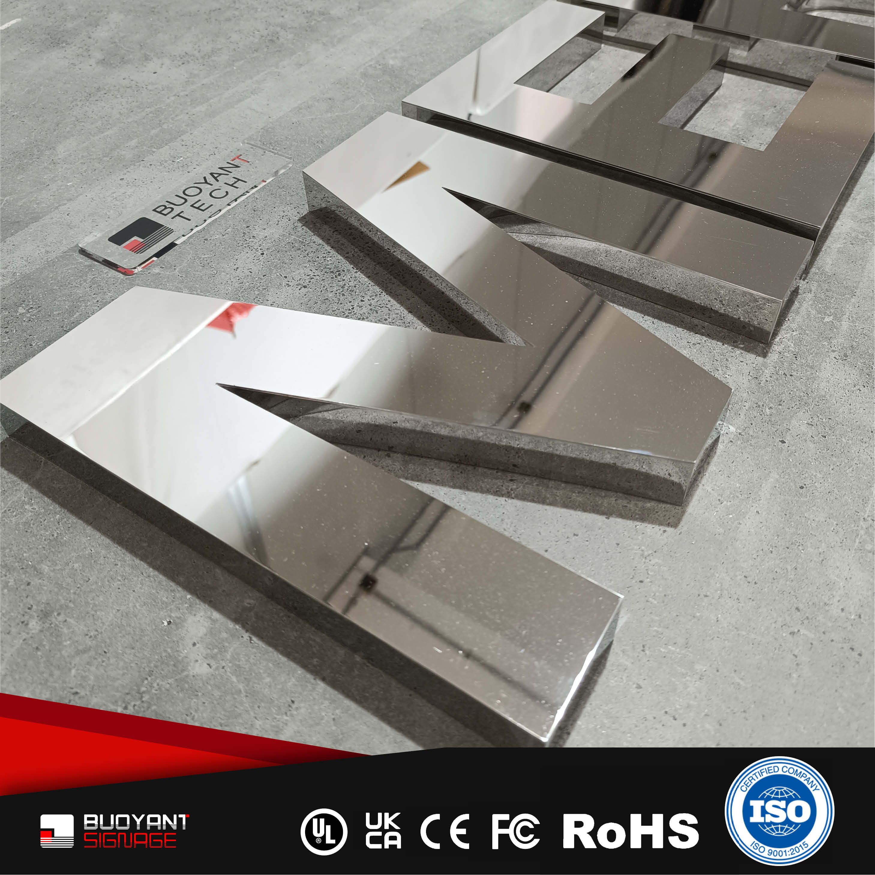 Professional Custom Metal Texture Non-Illuminated Hollow Signs for Brand Visual Upgrade（(A3DNIS-H40)