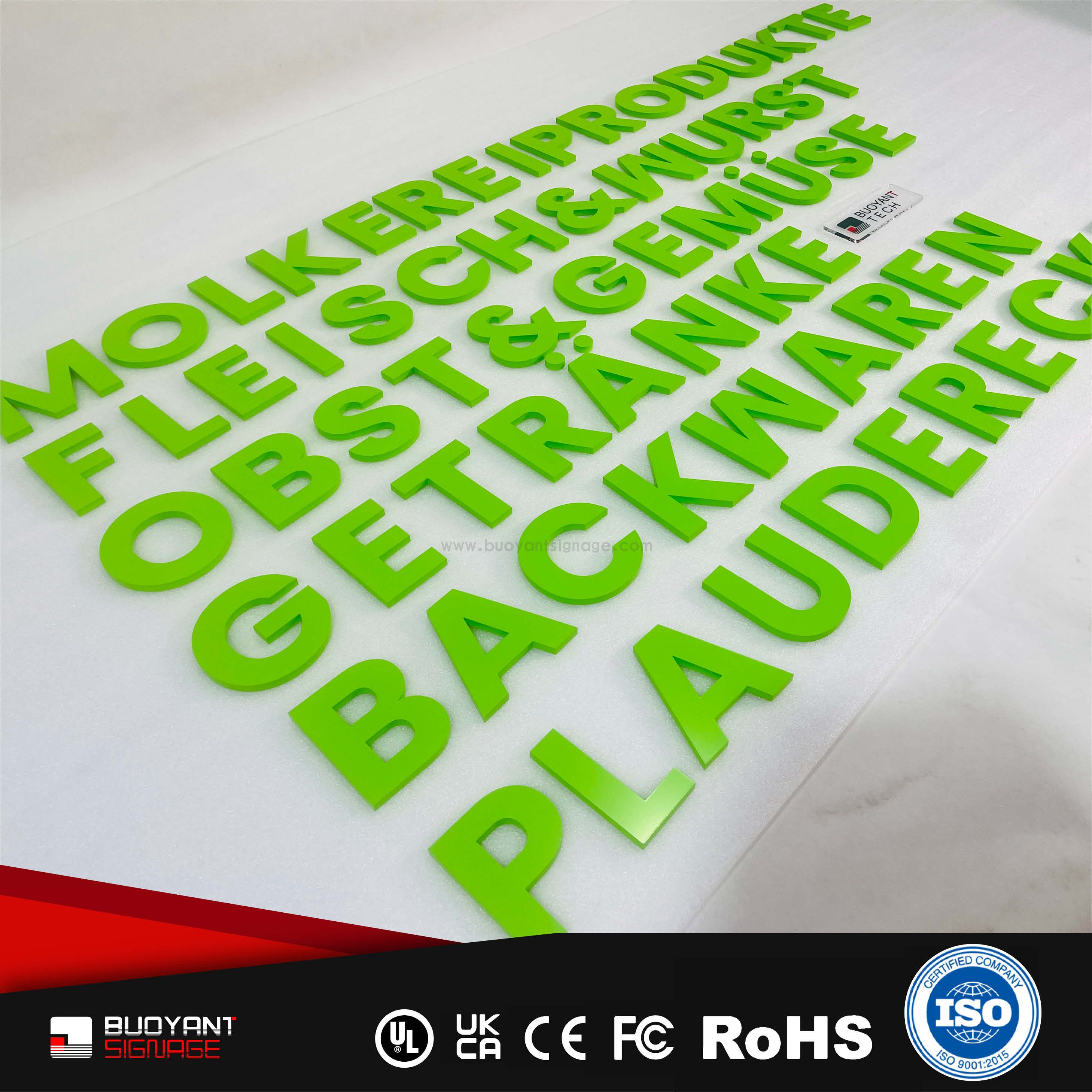 Professional Custom Green Font Non-Illuminated Solid Signs for Brand Visual Upgrade（(A3DNIS-S40ynl)）