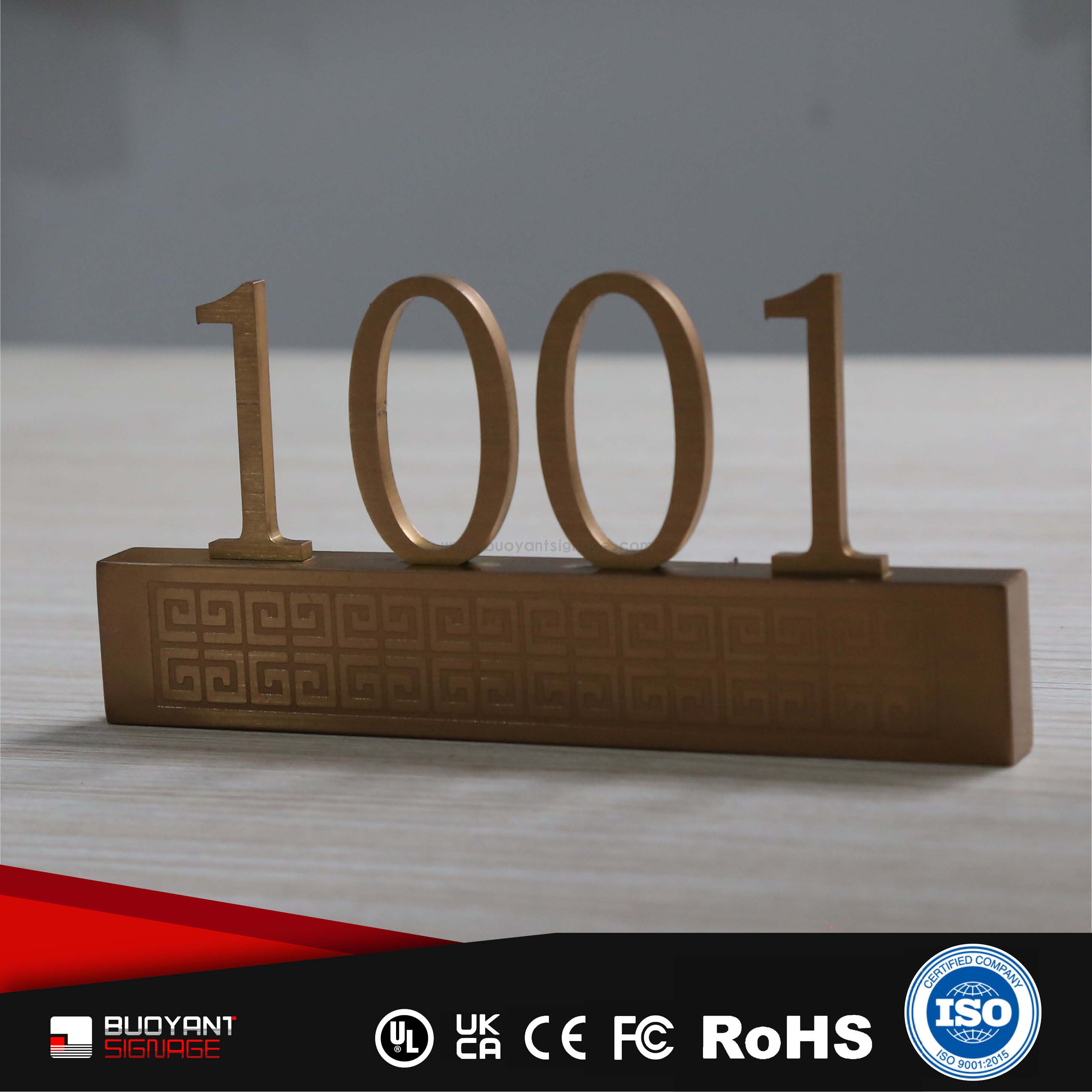 Professional Manufacture Gold Digital Room Signs for Hotel & Residence（ISRM-N27）