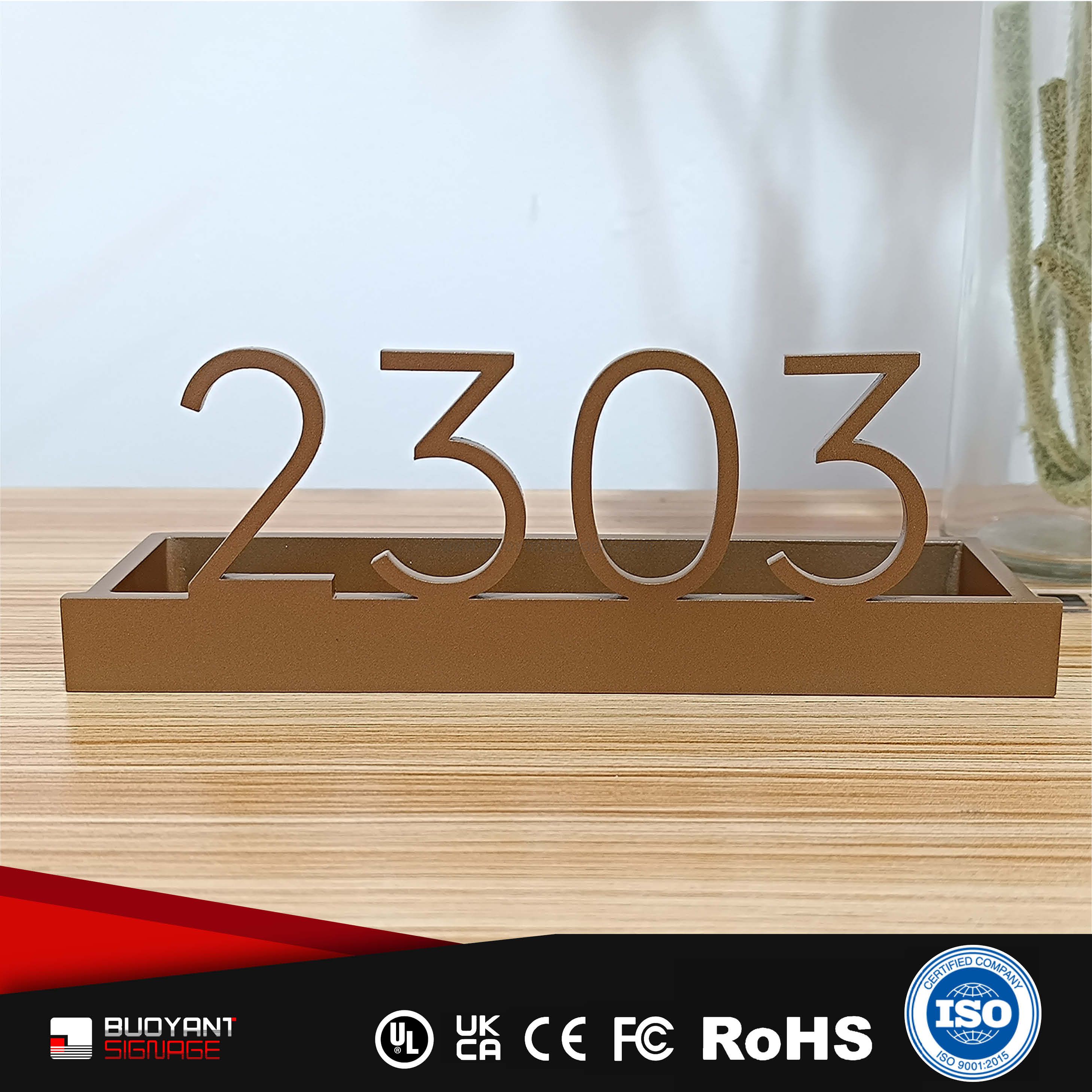 Metal Solid Digital Room Signs for Hotel & Residence（ISRM-N03）