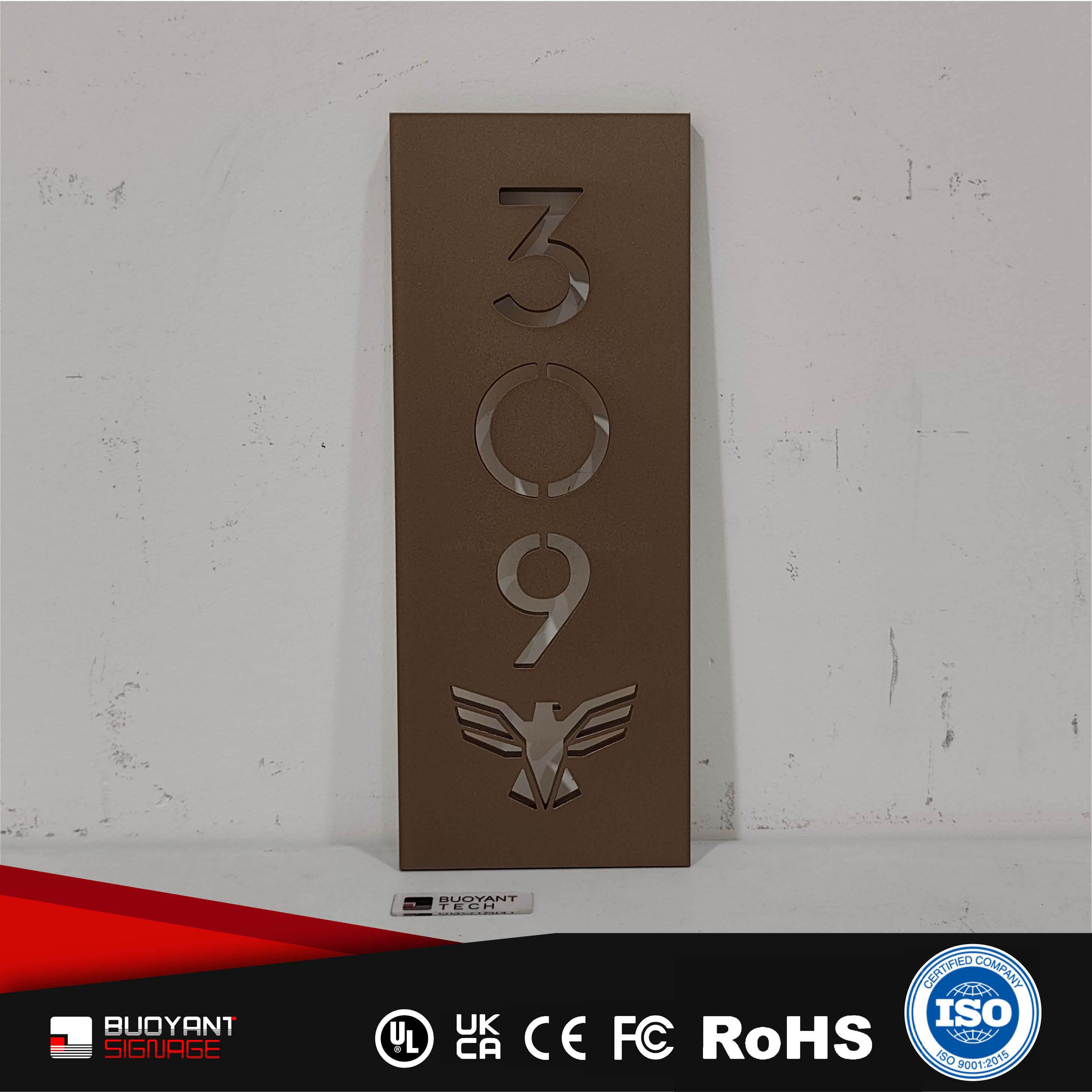  Slim Wooden Room Number Plates (High-End Residence Project Custom)（ISRM-RP17）
