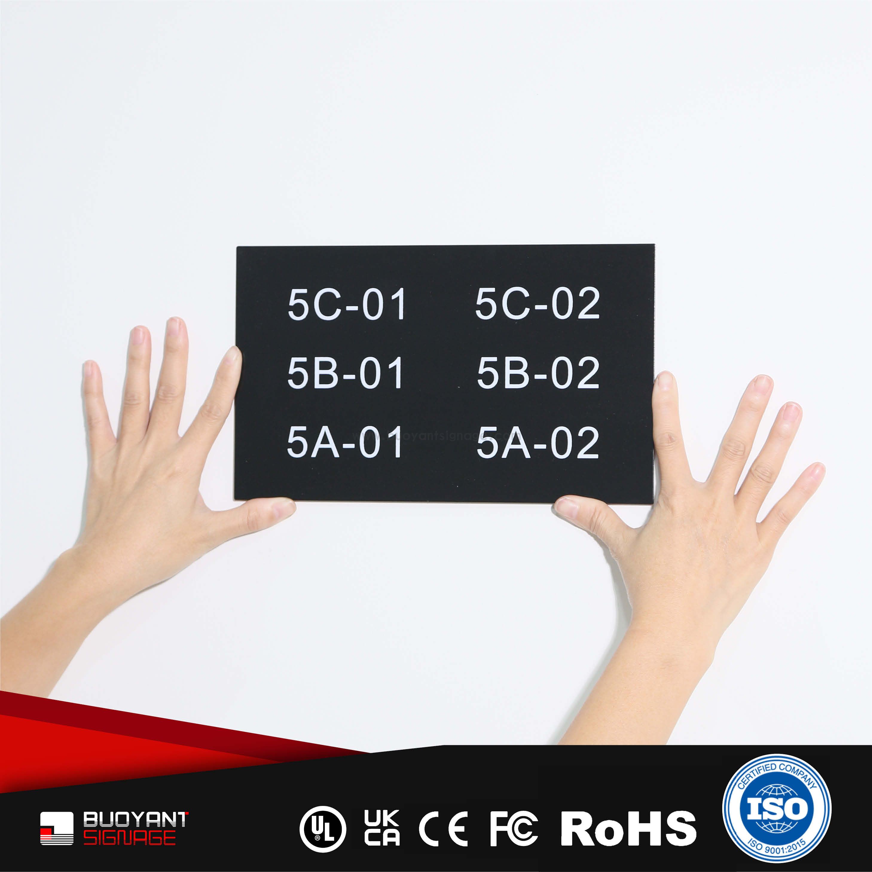 Black Acrylic Room Number Plates (Hotel/Office Project Custom)（ISRM-RP19）
