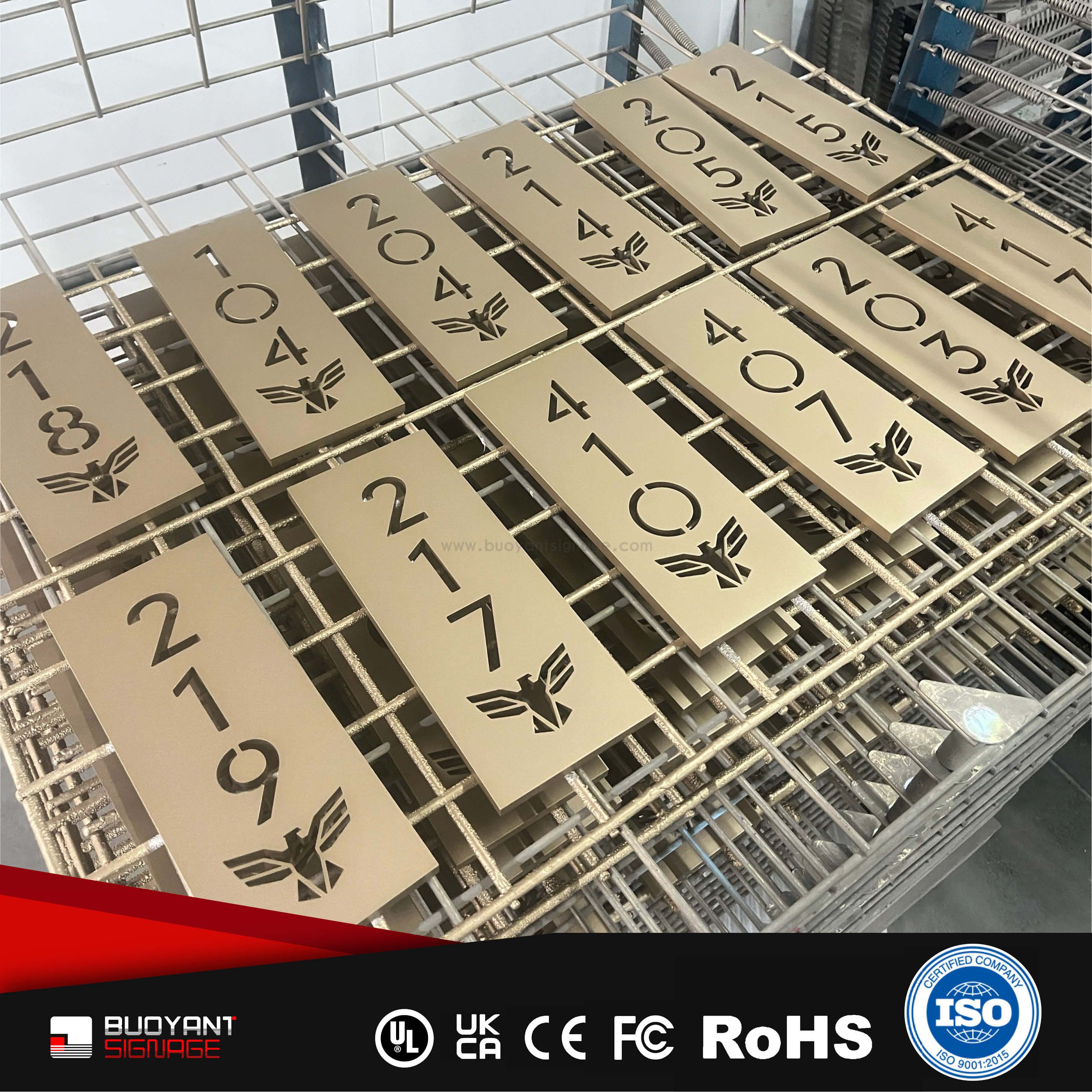 Brass-Tone Room Number Plates (Bulk Manufacturing for Residence/Hotels)（ISRM-RP41）