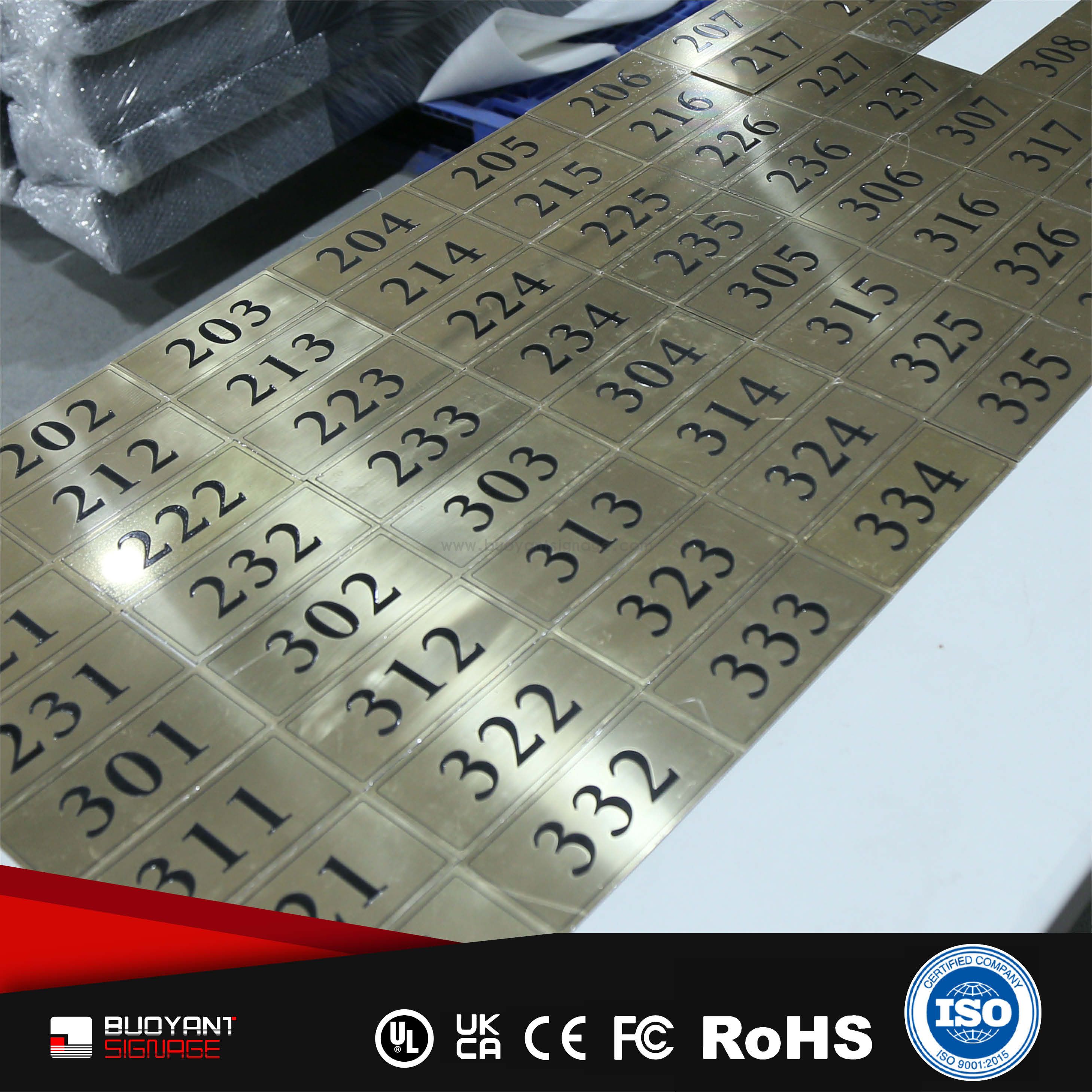 Gold Metal Room Number Identification Plates (Hotel Bulk Custom)（ISRM-RP43）