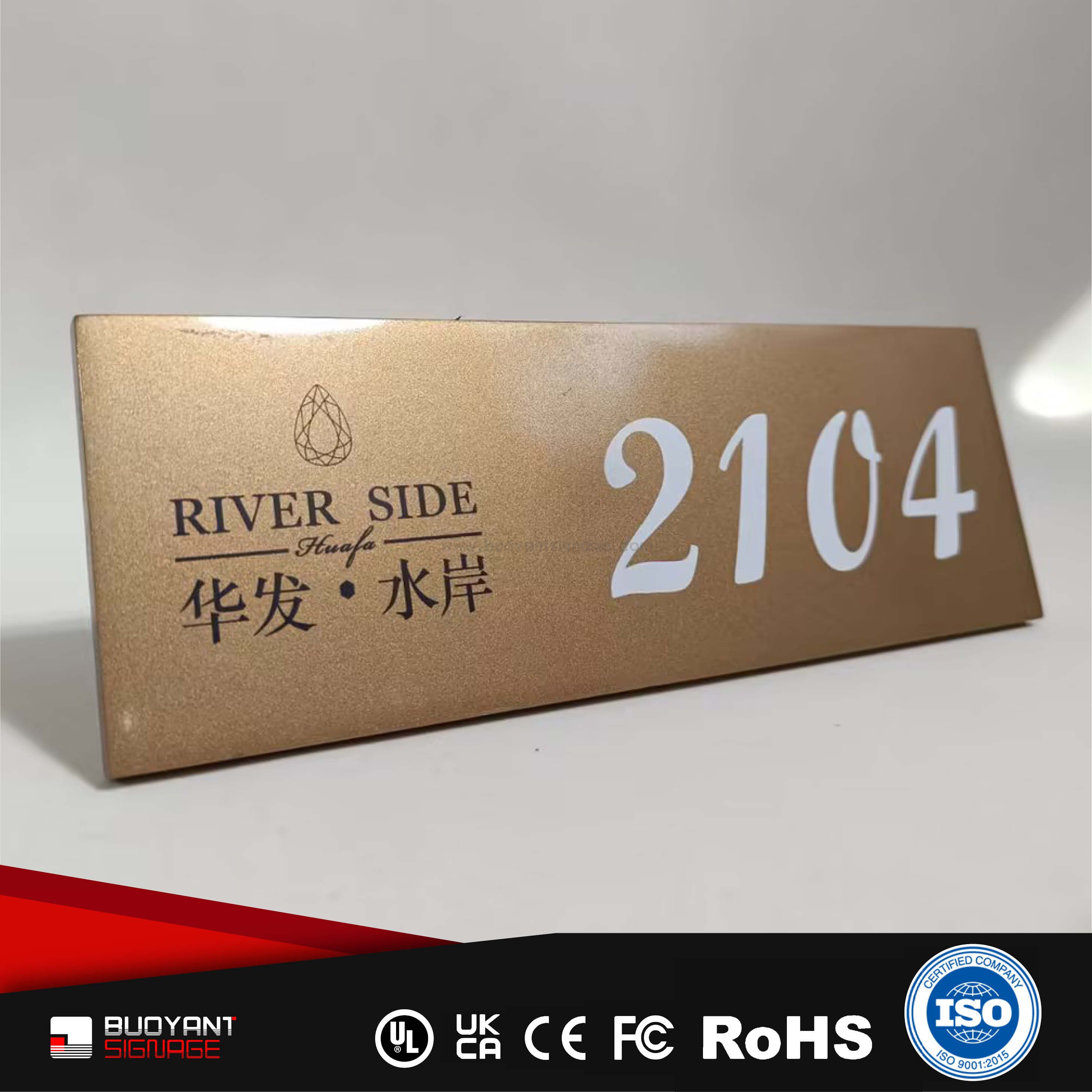 Gold Brushed Room Number Plates (Undertake Hotel/Residence Bulk Project Custom)（ISRM-RP08）