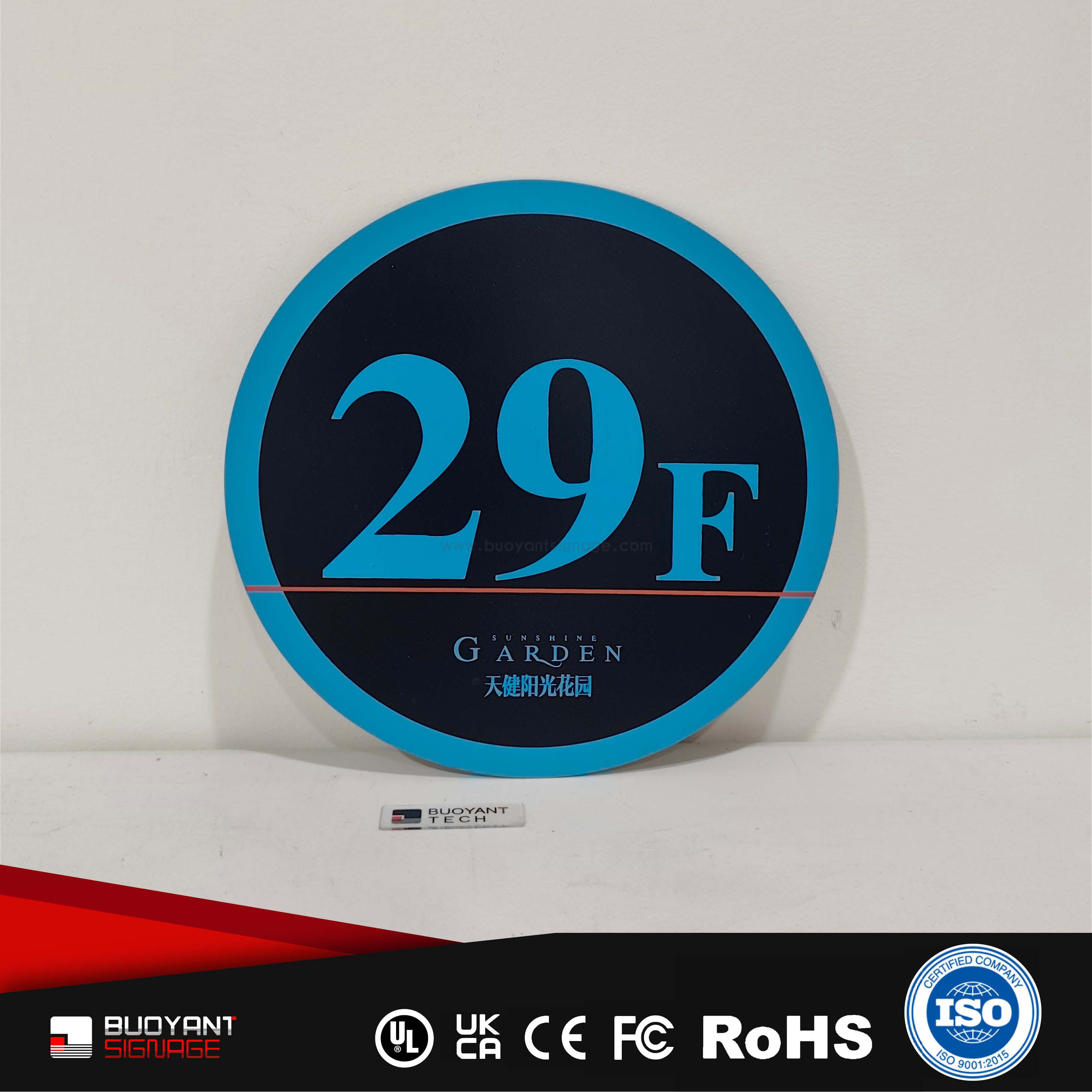 Blue-Trim Digital Floor Number Plate（ISFG-FNP07）