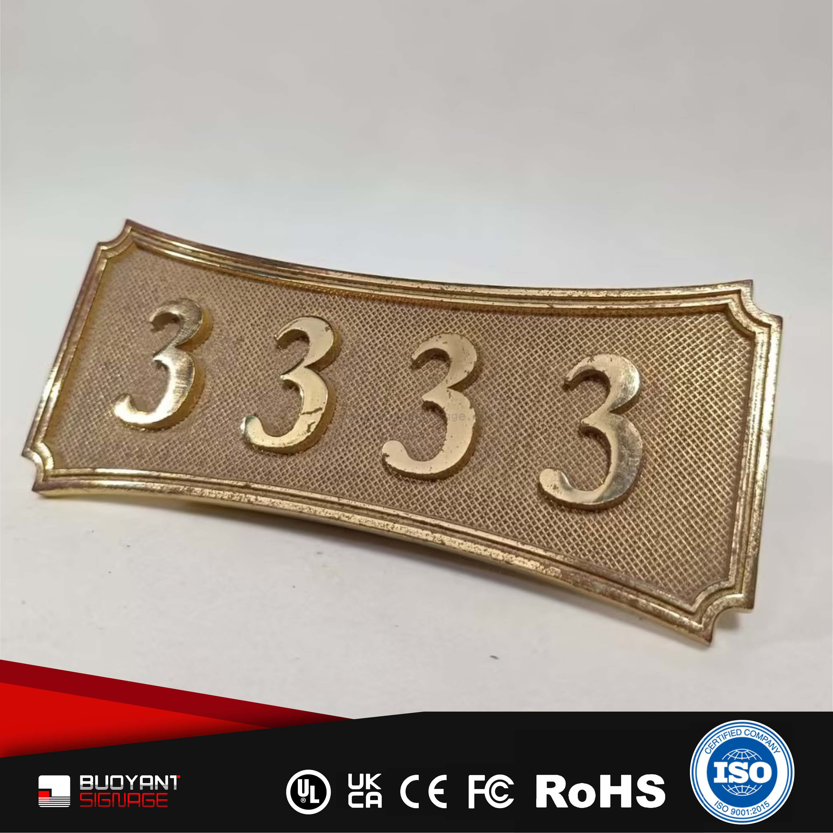 Gold Texture Metal Room Number Plates (E