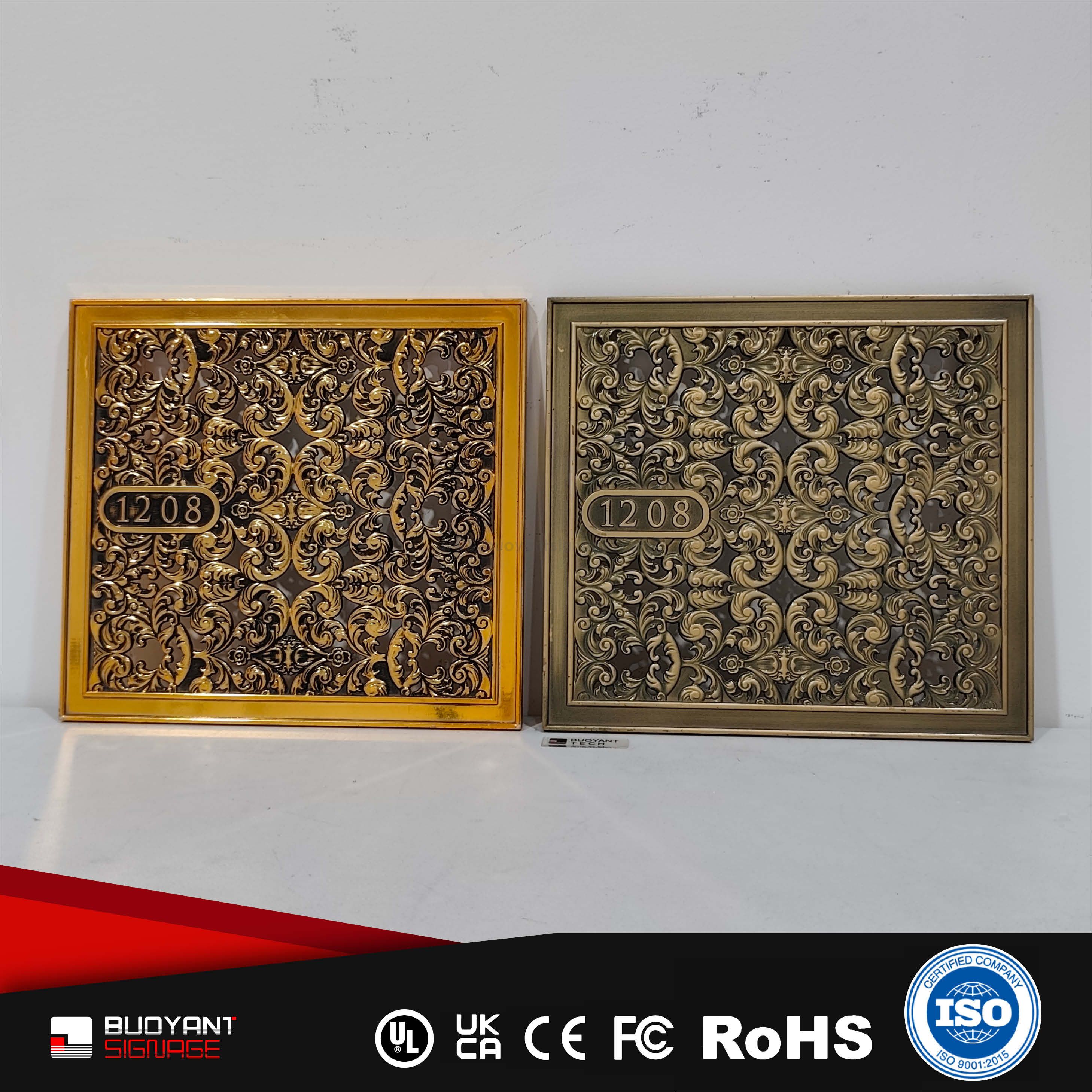 Carved Vintage Brass Room Number Plates (Exclusively Manufactured for High-End Hotels)（ISRM-RT23）