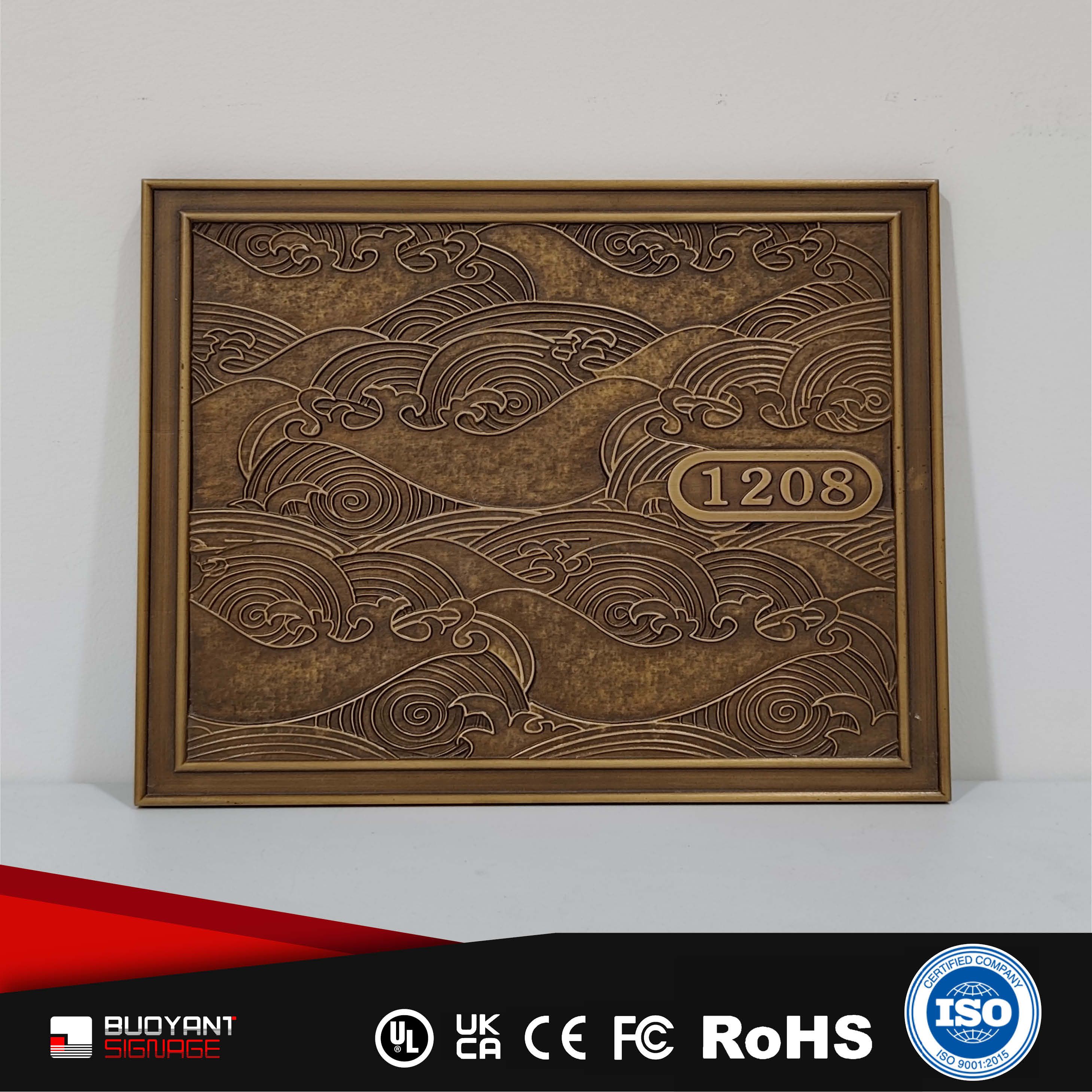 Carved Copper-Tone Vintage Room Number Plates (Manufactured for High-End Commercial Projects)（ISRM-R