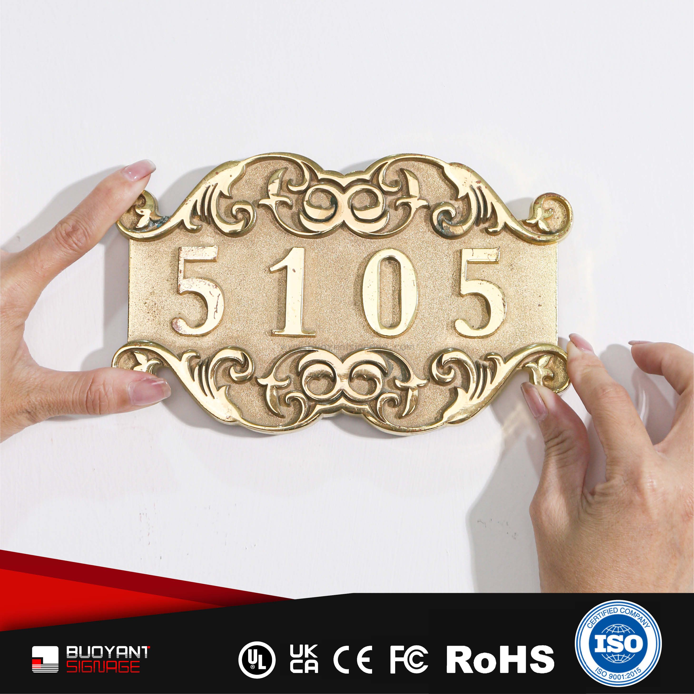 Gold Carved Vintage Room Number Plates (High-End Residence Bulk Custom)（ISRM-RT08）