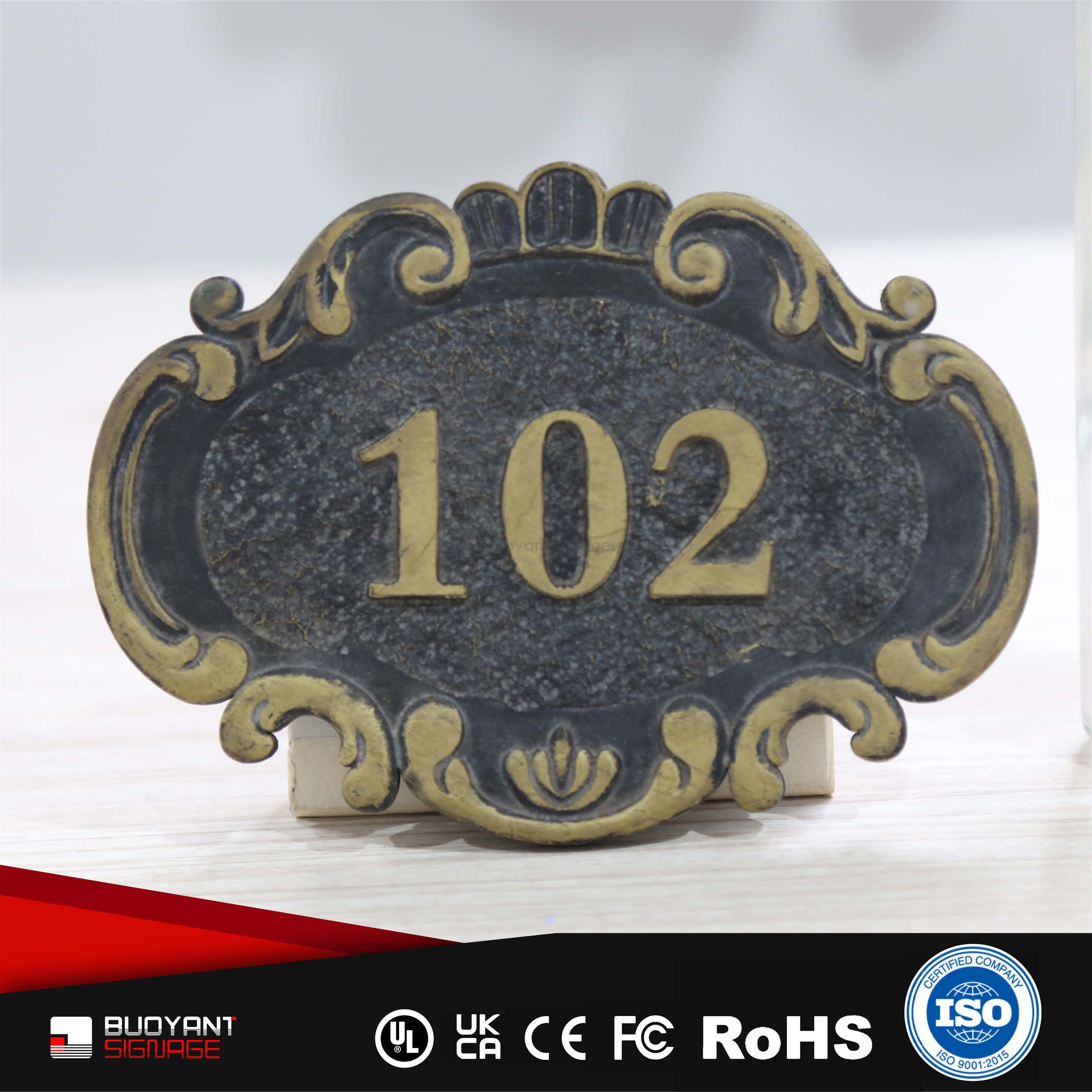 Carved Vintage Room Number Plates (High-End Residence Bulk Custom)（ISRM-RT11）