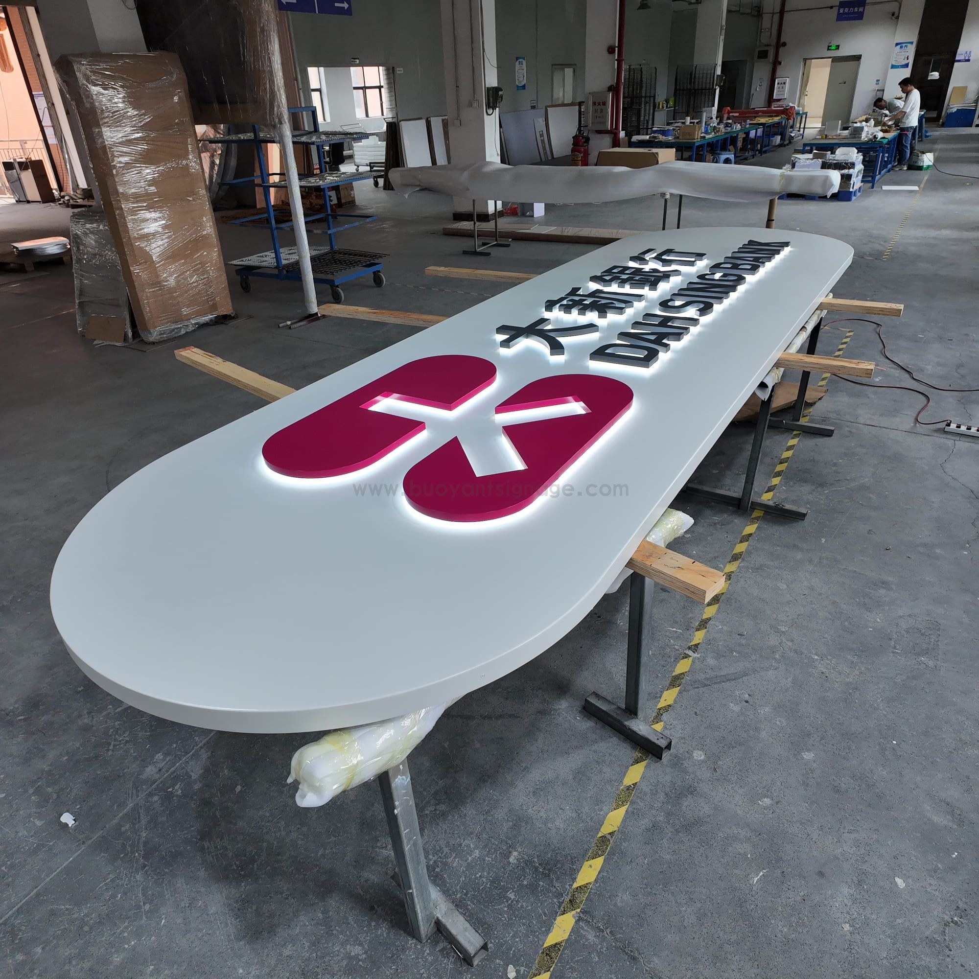 Custom 3D Backlit Sign with Stainless Steel and Acrylic Fabricated by Buoyant Tech