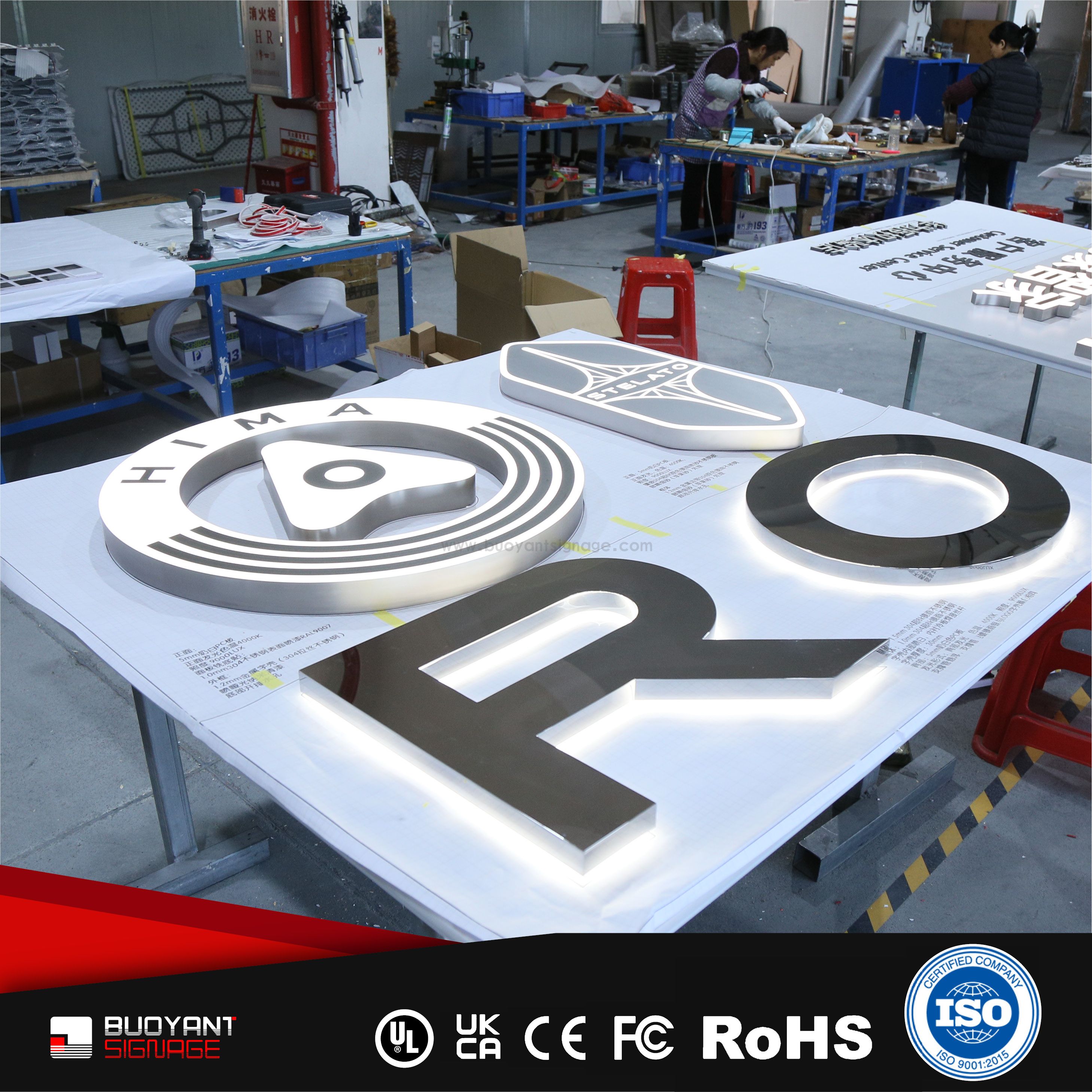 Professional Custom High-End Mirror LED Backlit Signs for Enterprise Image Identity（(A3DIS-B46silver