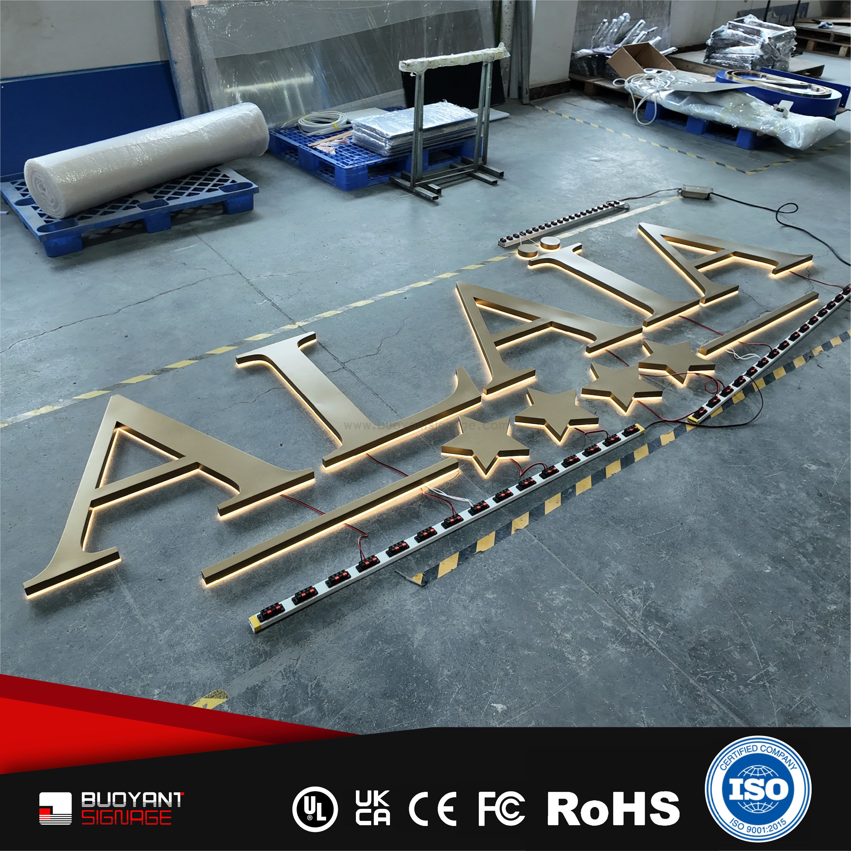 Professional Custom Gold Letter LED Back