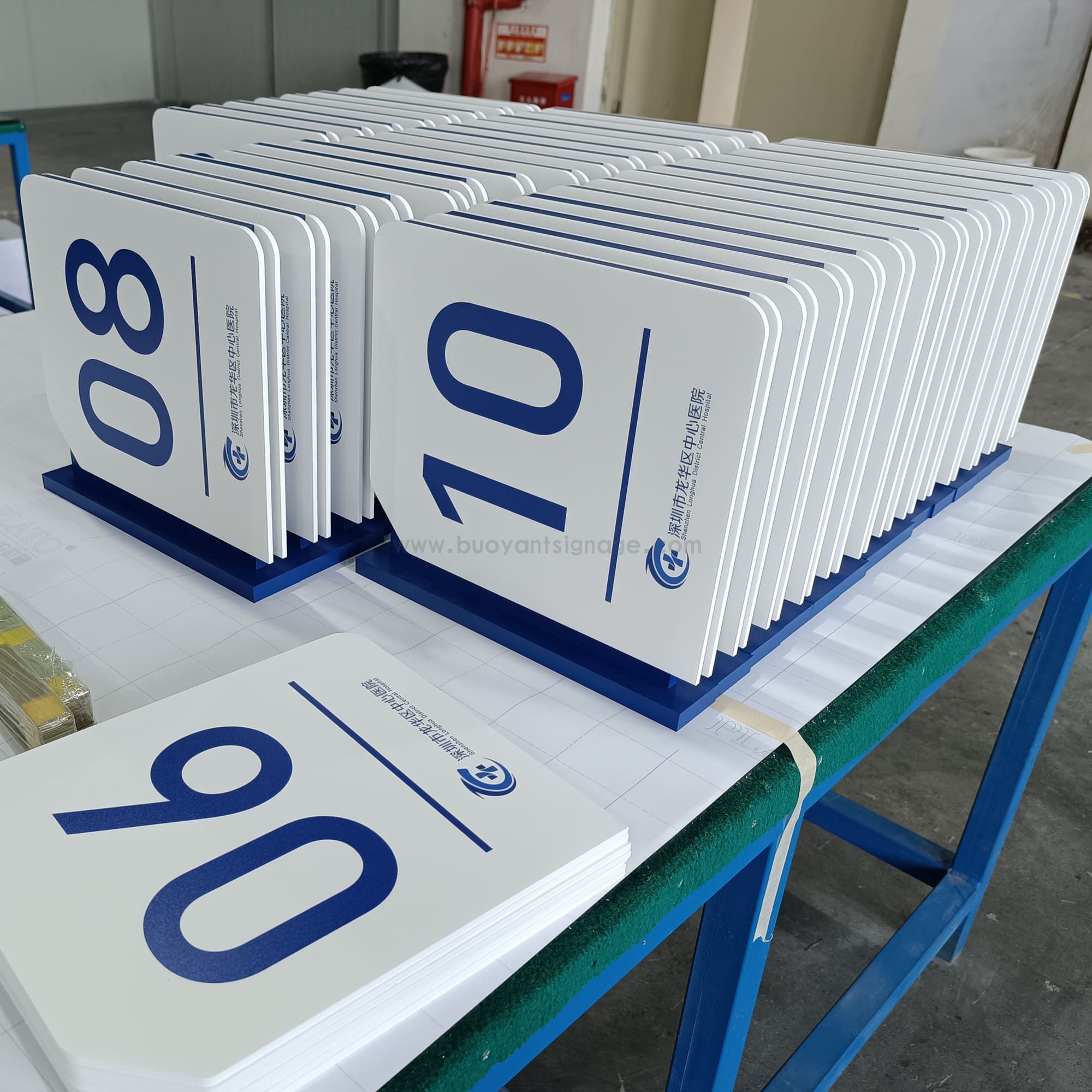 BuoyantSignage Completes Mass Production of Side-Mounted Hospital Room Number Signs 