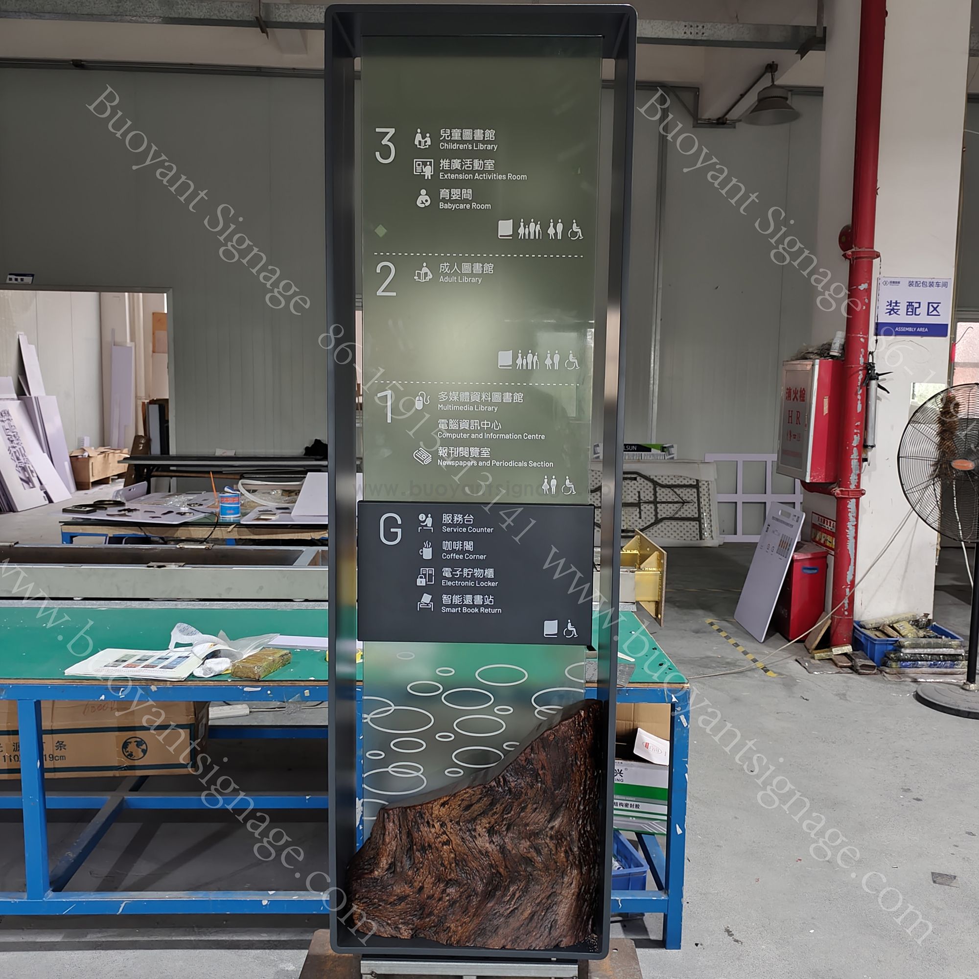 Custom Freestanding Floor Directory Sign Manufactured for Public Wayfinding System