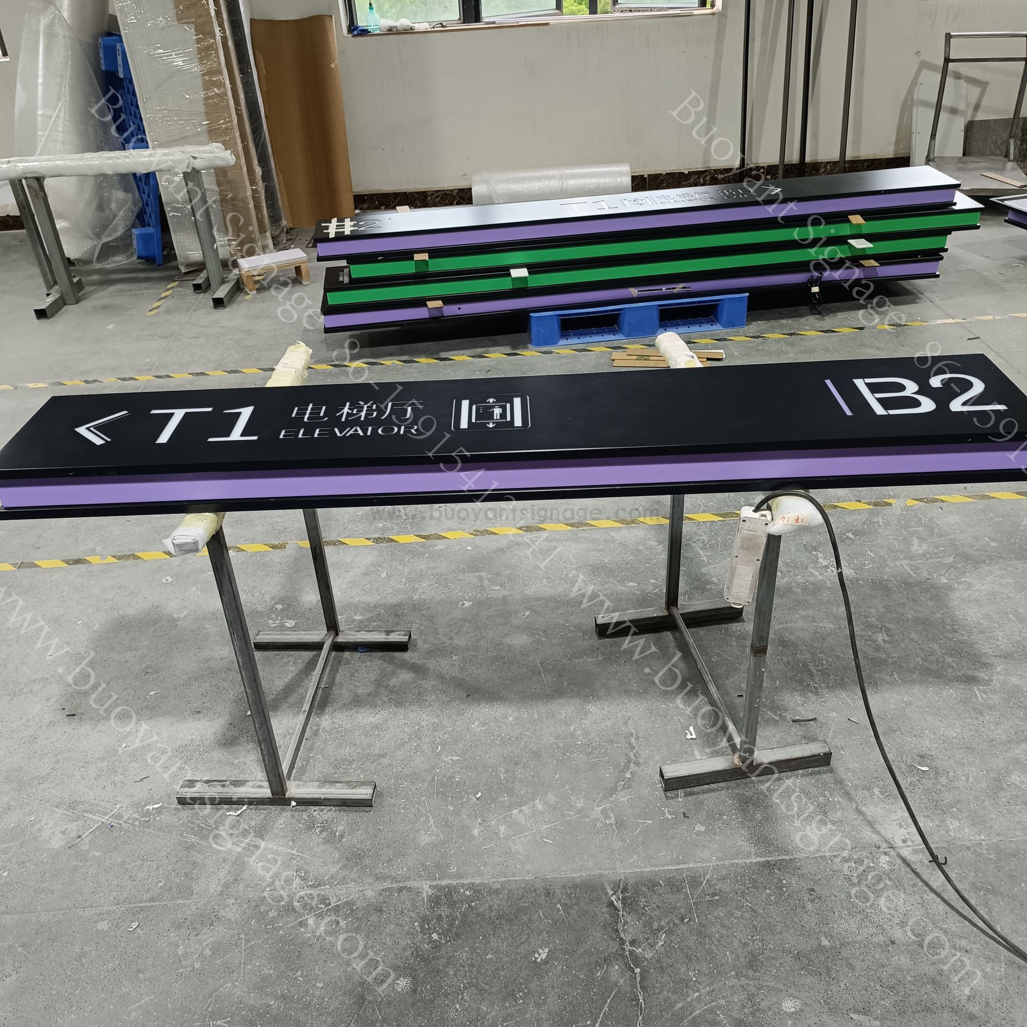 Custom Suspended Wayfinding Signage System Manufactured for Commercial Interior Navigation